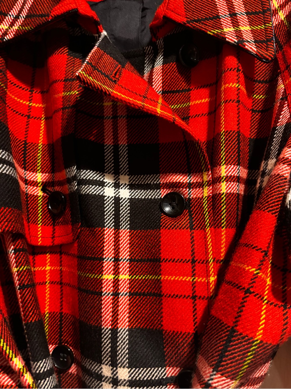 Evan Picone Red and Black Plaid Belted Trench - Picture 3 of 12
